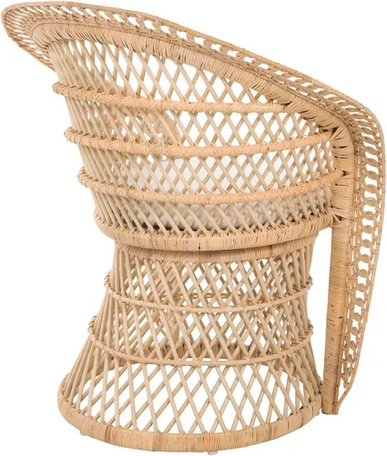 Vista 8 de Kouboo Sillón de ratán – Silla de salón y comedor estilo pavo real natural – Muebles de patio bohemios, silla decorativa interior para sala
