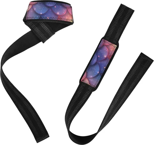 Vista 2 de Sparkling Gradient Scales Lifting Wrist Straps for Weightlifting, Bodybuilding, Strength Training Padded Neoprene