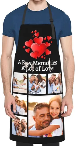 Vista 4 de EAQ Delantales personalizados para mujeres y hombres, delantales personalizados con foto personalizada para cocinar, servir, cafetería