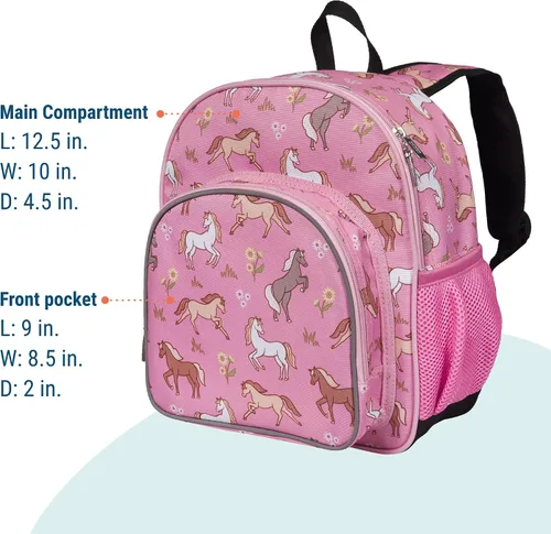 Vista 5 de Wildkin Mochila infantil de 12 pulgadas, acolchada, ajustable, ideal para guardería y viajes, caballos salvajes