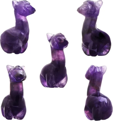 Vista 4 de SUNYIK Estatua de cristal de alpaca tallada, escultura de piedra pulida, delicada figura de animal, decoración para ventana de oficina en casa