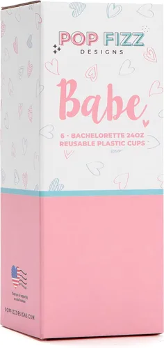 Vista 8 de Pop Fizz Designs Copas de despedida de soltera de Bride & Babe – Paquete de 6 Copas de fiesta nupcial para damas de honor Suministros y vasos