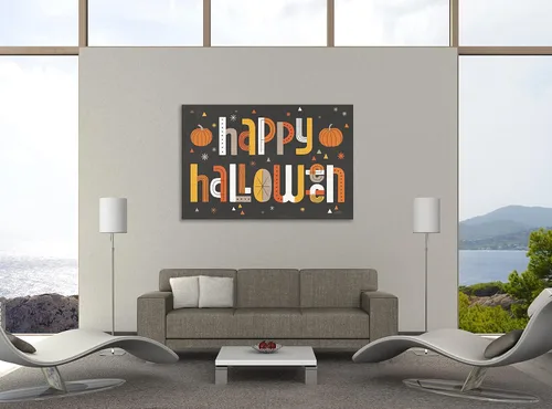 Vista 4 de Jaxson Rea "Retro Halloween I Black Gallery Wrapped Canvas by Laura Marshall, 15" x 10