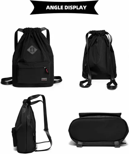 Vista 5 de Peicees - Mochila tipo bolsa deportiva, ligera, impermeable con jareta para hombre y mujer