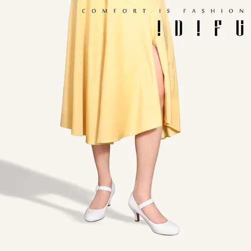 Vista 6 de IDIFU Jessy - Vestido Mary Jane para mujer, zapatos de tacón bajo para gatito, puntera redonda, cerrada, oficina, trabajo, boda
