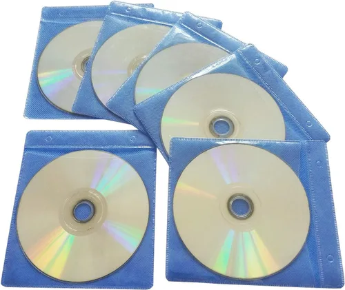 Vista 6 de Fundas para CD/DVD/BluRay, funda de plástico de repuesto de doble cara para carpetas de almacenamiento de CD y DVD, paquete de 100 unidades (azul)