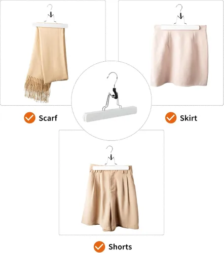 Vista 3 de Amazon Basics Perchas de madera para pantalones, color blanco, paquete de 10