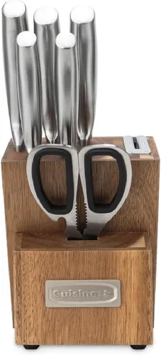Vista 2 de Cuisinart Juego de Cuchillos Esenciales de Acero Inoxidable de 7 Piezas con Bloque y Afilador Integrado