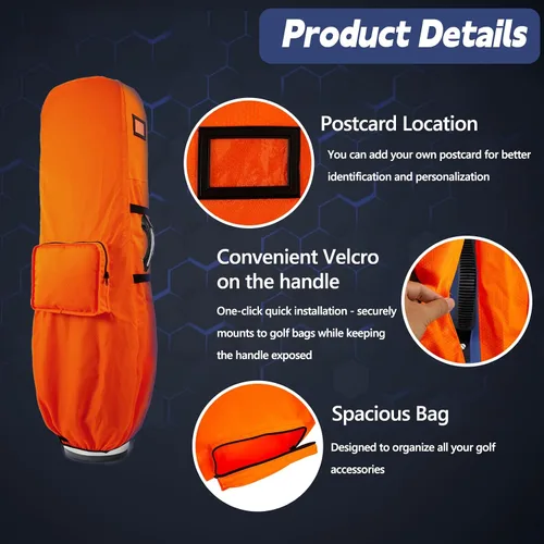 Vista 3 de Funda para bolsa de golf de viaje, funda de lluvia para bolsa de golf, impermeable, ligera, plegable, fácil de limpiar, Durabale, protección a