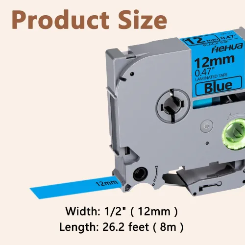 Vista 6 de Cinta Hehua Tze Tz 12mm 0.47 laminada azul compatible para Brother P-Touch TZe-531 TZe531 TZ-531 TZ531 para Ptouch PT D210 D200 D210 D610 H110, 1/2