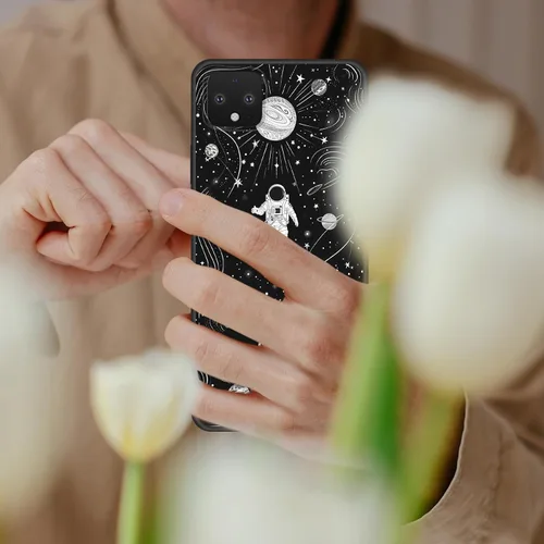 Vista 7 de Funda delgada para Google Pixel 4 XL, funda delgada de silicona de TPU suave a prueba de golpes para Google Pixel 4 XL, astronauta Galaxy