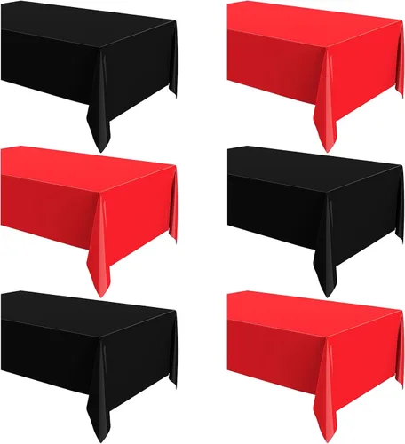 Vista 13 de Oudain Manteles de plástico desechables 54" x 108", azul, rojo