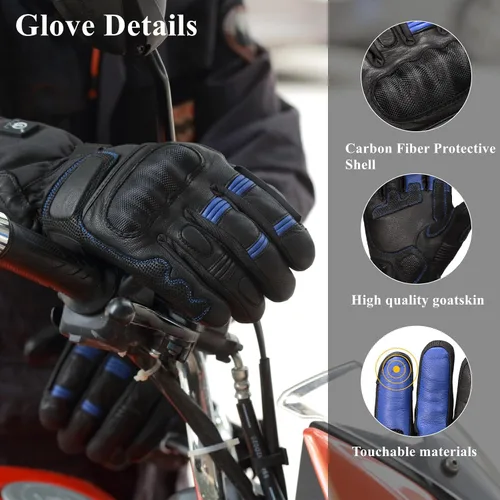 Vista 5 de Savior Professional Heated Motorcycle Gloves for Men Women,Dual Mode Electrically Heated Waterproof and Windproof Gloves with 12V Charging