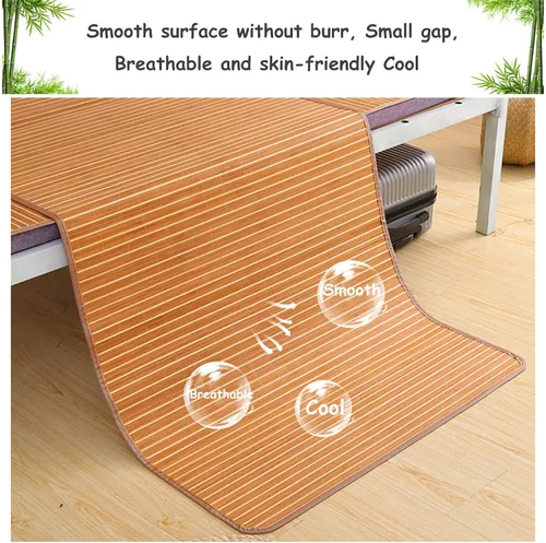 Vista 3 de Tapete de verano de bambú para dormir, plegable de doble cara para cama, cubrecolchón individual Queen fresco para sala de estar, dormitorio