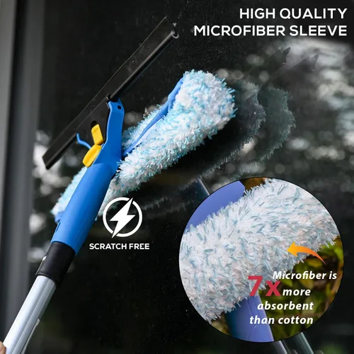 Vista 4 de Kleen Handler Paquete de 3 limpiacristales profesionales de 14 pulgadas, herramienta de limpieza de ventanas 2 en 1, combo de limpiador de ventanas