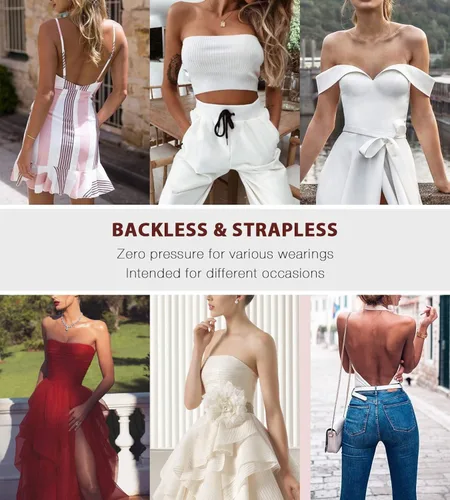 Vista 6 de JOATEAY Sujetador sin tirantes para mujer, autoadhesivo, reutilizable, adhesivo, con realce de empuje, invisible, antideslizante