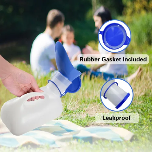Vista 5 de AWOKEN Orinal Unisex, Orinal de Inodoro Portátil para Hombres y Mujeres, Botella de Orina con Tapa Sellada y Embudo para Niños Mayores y Pacientes