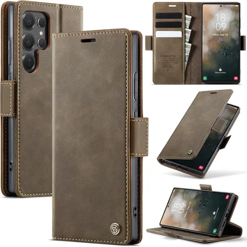 Vista 44 de Funda tipo cartera para Samsung Galaxy Z Fold 7 de piel con tarjetero y función atril, cierre magnético, bloqueo RFID, TPU a prueba de golpes, Negro