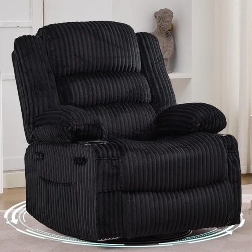 Vista 16 de Garvee Silla reclinable mecedora para adultos amplia giratoria de 360° Marrón