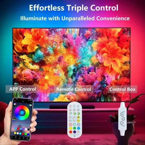 Vista 8 de WS2812b - Tira de luces LED direccionables individualmente de 9.8 pies, 30 píxeles/m, luces LED inteligentes, aplicación Bluetooth, control remoto