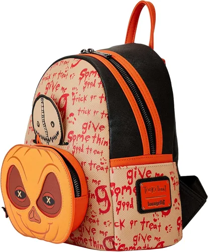 Vista 4 de Loungefly Trick 'r Treat Sam Pumpkin Cosplay Mini Mochila Mochilas de Halloween, Beige Bronceado, Classic