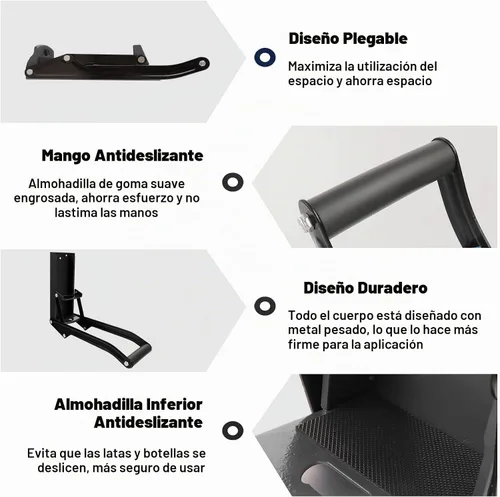 Vista 6 de Trituradora de latas de metal de 16 onzas, trituradora de pared resistente para seltzer de aluminio, refrescos, latas de cerveza y botellas