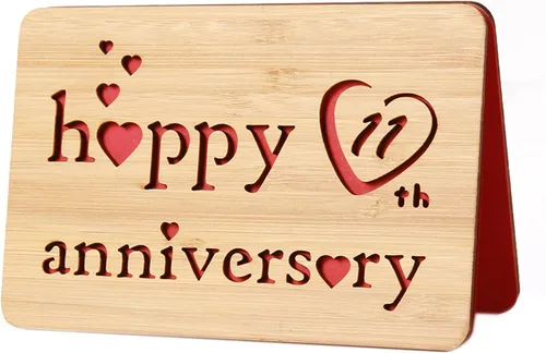 Vista 28 de Tarjeta de felicitación de madera para el primer aniversario, hecha a mano, 1 año, aniversario de boda, tarjeta de primer aniversario para ella, él