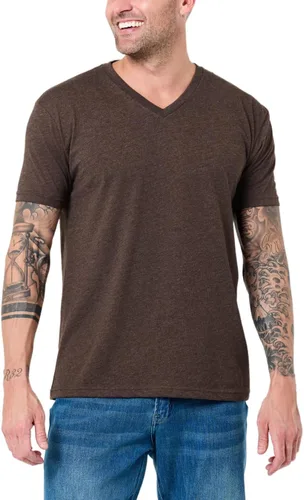 Vista 34 de Camiseta de manga corta con cuello en V para hombre, de algodón suave Sin marca - Blanco
