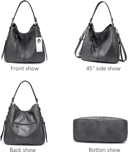 Vista 3 de Realer Handbags for Women Hobo Bags Large Crossbody Shoulder Bag Vegan Faux Leather, with HolsterWallet
