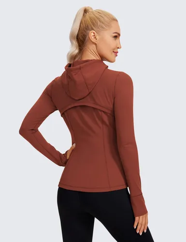 Vista 2 de CRZ YOGA Butterluxe - Chaqueta de entrenamiento con capucha para mujer, con cremallera, ventilación de malla trasera y agujeros para el pulgar