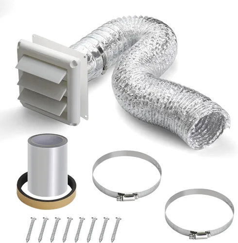 Vista 2 de Kit de ventilación de secadora a través de la pared con manguera/conducto conector/placa de pared, kit de conector de manguera de ventilación