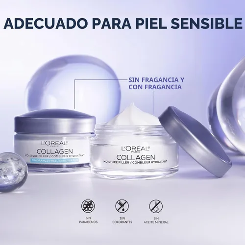 Vista 6 de L'Oreal Paris Hidratante facial diario de colágeno, crema facial antienvejecimiento para reducir las arrugas y proporcionar una hidratación intensa