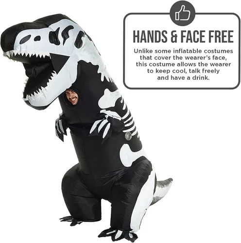 Vista 3 de Giant Skeleton Dinosaur T-Rex Inflatable Fancy Dress Costume - One