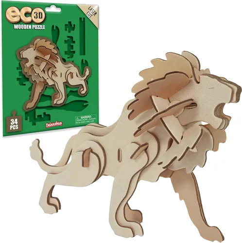 Vista 19 de Rompecabezas de madera Eco 3D de Deluxebase. Kit de manualidades de rompecabezas 3D con temática animal. Juguetes de animales de safari de madera