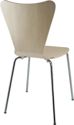 Vista 4 de Modway Ernie Mid-Century - Silla apilable de madera moderna para cocina y comedor en color natural Beige