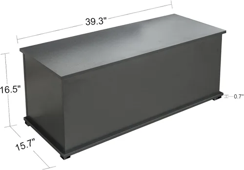 Vista 3 de Banco de almacenamiento de madera, baúl de almacenamiento con tapa abatible con bisagra de seguridad, taburete de cama para dormitorio, banco