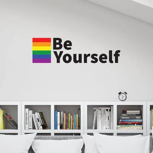 Vista 3 de Calcomanía de pared de Orgullo Gay LGBT Mismo-Sexo Gay removible, calcomanía de vinilo extraíble Be Yourself LGBTQ, murales artísticos de pared