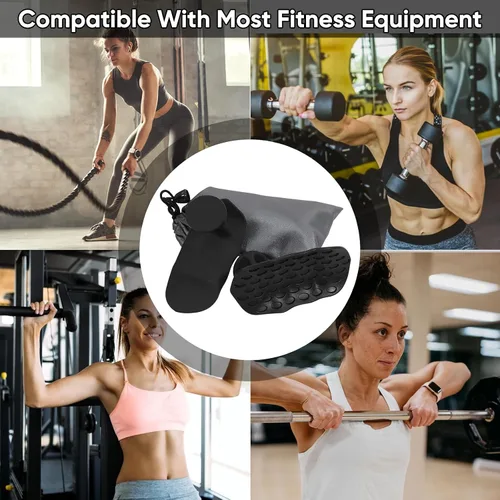 Vista 5 de 4 empuñaduras ergonómicas de goma para levantamiento de pesas, guantes de entrenamiento para hombres y mujeres, almohadillas de agarre de mano