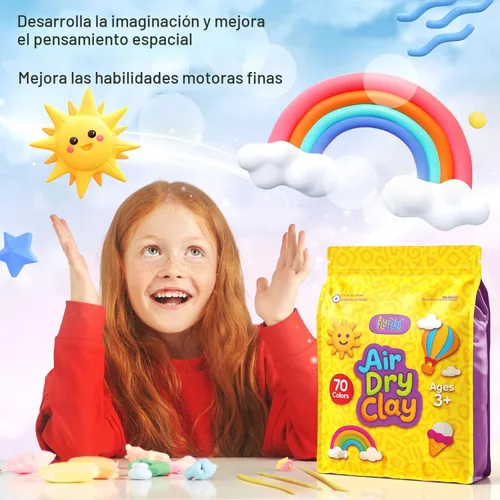 Vista 4 de FlyFlag - Arcilla de secado al aire – 70 colores, ultraligera y suave, arcilla de modelado no tóxica para niños con herramientas y tutoriales