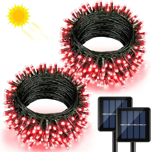 Vista 17 de 2 Pack de luces solares de Navidad para exteriores, tira de luces solares de 80 pies con 240 LED para exteriores, impermeables, 8 modos de luz