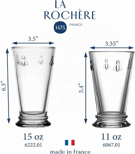 Vista 3 de La Rochere Napoleon Bee Old Fashioned - Juego de 6 vasos de cristalería La Rochere Bee, vasos de cristal de lujo (11.5 onzas)