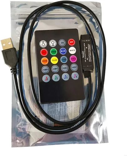 Vista 6 de RTNLIT Control remoto infrarrojo de música de 20 teclas 5V, atenuador de luz de tira LED RGB USB 5V RGB para luz de tira LED RGB