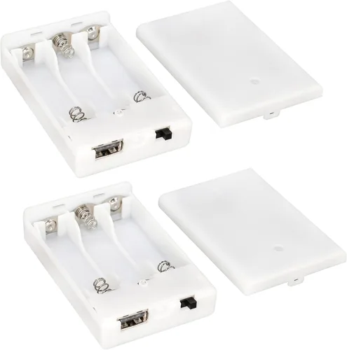 Vista 8 de OPSFALCON Soporte para 3 pilas AA, 3 cajas de batería AA, 3 cajas de soporte de batería AA de 1.5 V con interruptor de encendido/apagado y cubierta