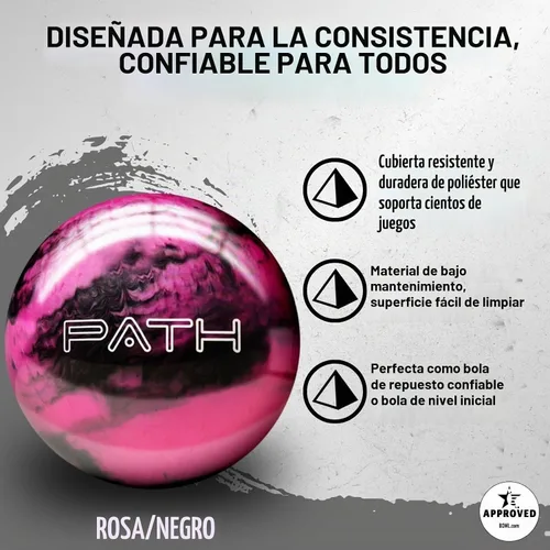 Vista 4 de Bola de boliche Pyramid Path de poliéster - Personalizable con opciones básicas de perforación - Ideal para lanzamientos de repuesto y principiantes