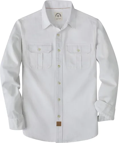 Vista 13 de Dubinik® Camisa de manga larga con botones para hombre, estilo casual, de trabajo, con dos bolsillos, de algodón, ajuste regular, vintage