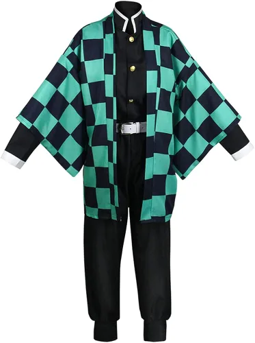 Vista 2 de NXJSH Kimetsu no Yaiba Anime Cosplay Kimono - Conjunto de peluca para mujeres, hombres, niñas y niños, perfecto para Halloween