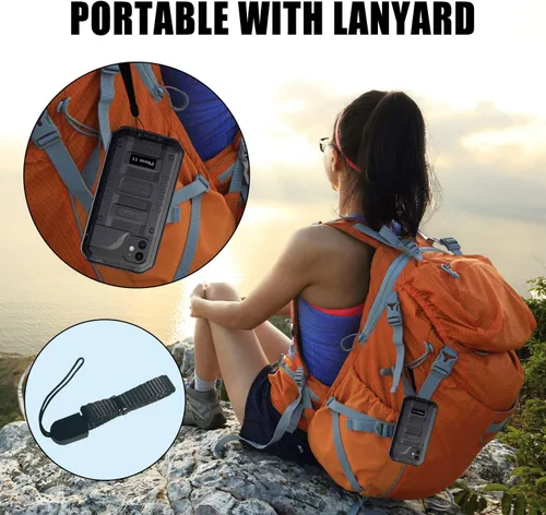 Vista 8 de Mitywah Funda impermeable para iPhone 11, resistente y duradera, de metal, protección de pantalla integrada, impermeable, a prueba de golpes, a Negro