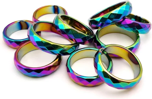 Vista 58 de Morchic - Anillos unisex de piedras de hematita, para equilibrar ansiedad, chakra raíz, (paquete de tamaños mixtos)