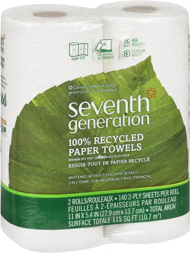 Vista 14 de Seventh Generation Toallas de papel, 100% papel reciclado, 2 capas, 2 unidades (paquete de 12)