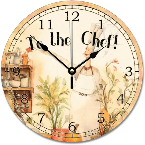 Vista 12 de ArogGeld Reloj de cocina de chef con números arábigos, reloj de pared personalizado de 10 pulgadas, funciona con pilas, decoración de pared